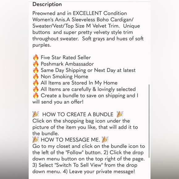 Anis A boho sleeveless knit cardigan size medium - Picture 15 of 16